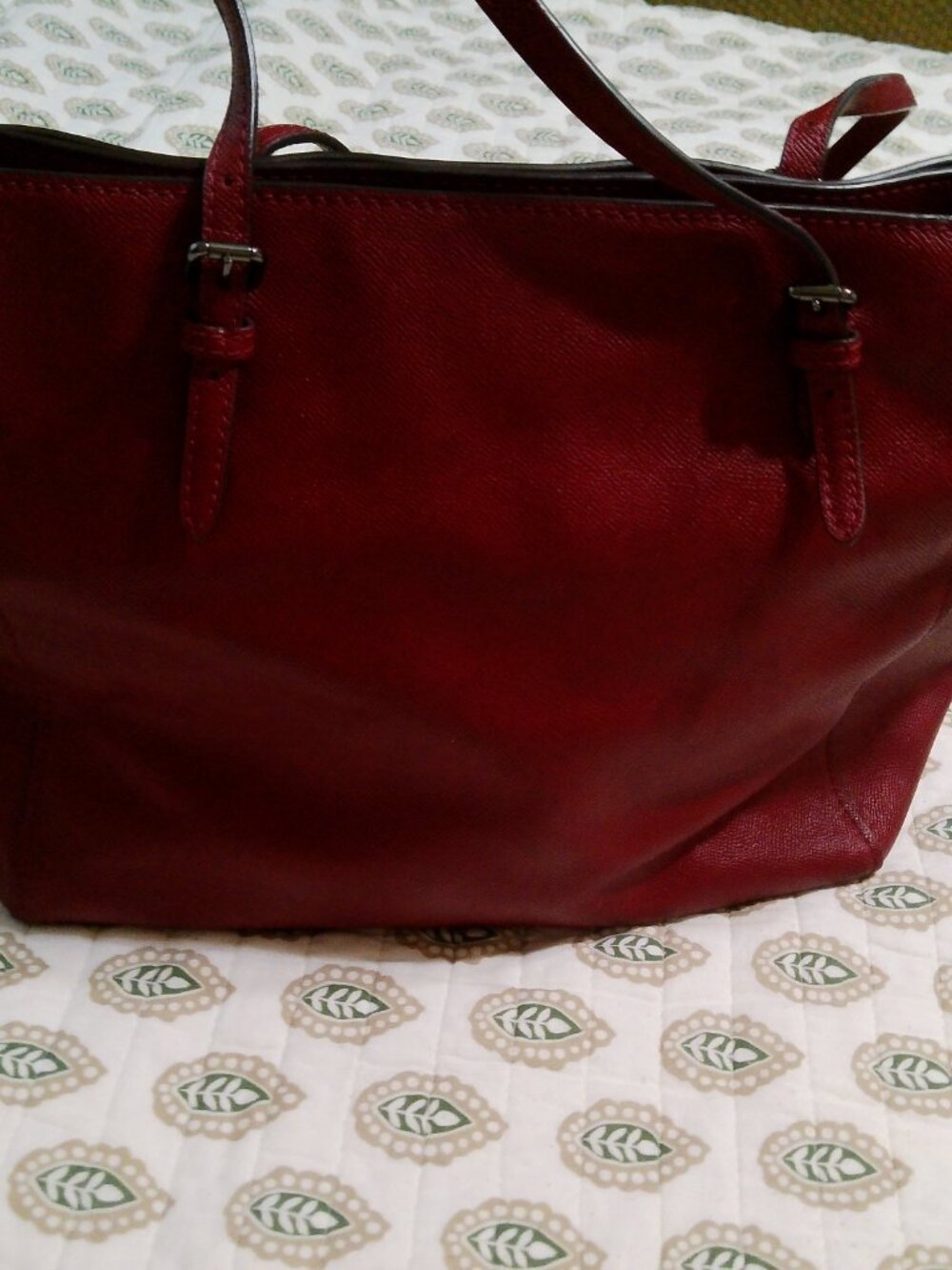 Coach Turnlock Zip  TOTE BAG Red Crossgrain Leather - Picture 3 of 13